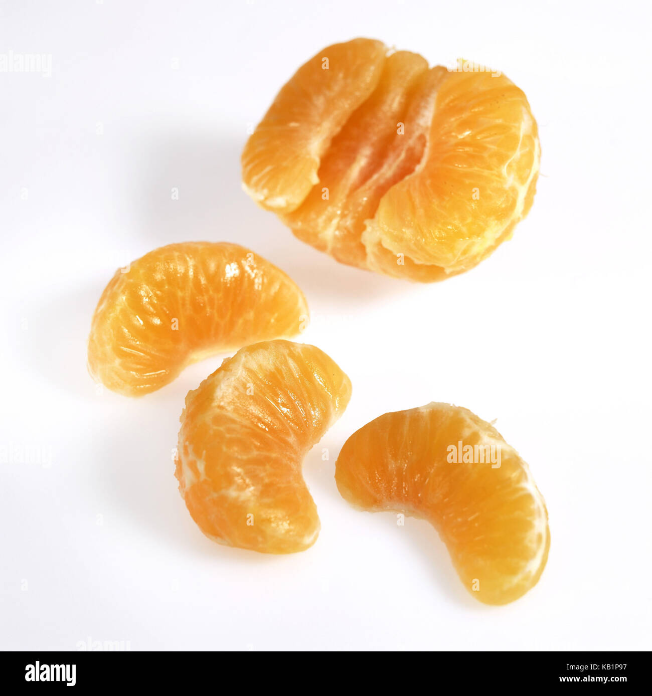 Clementine, Citrus reticulata, white background, Stock Photo