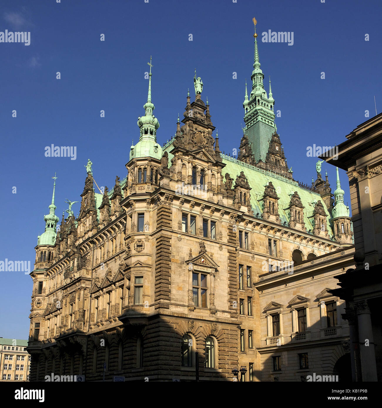 Germany, Hamburg, 'green capital of Europe in 2011', city hall, facade in the sunshine, Stock Photo
