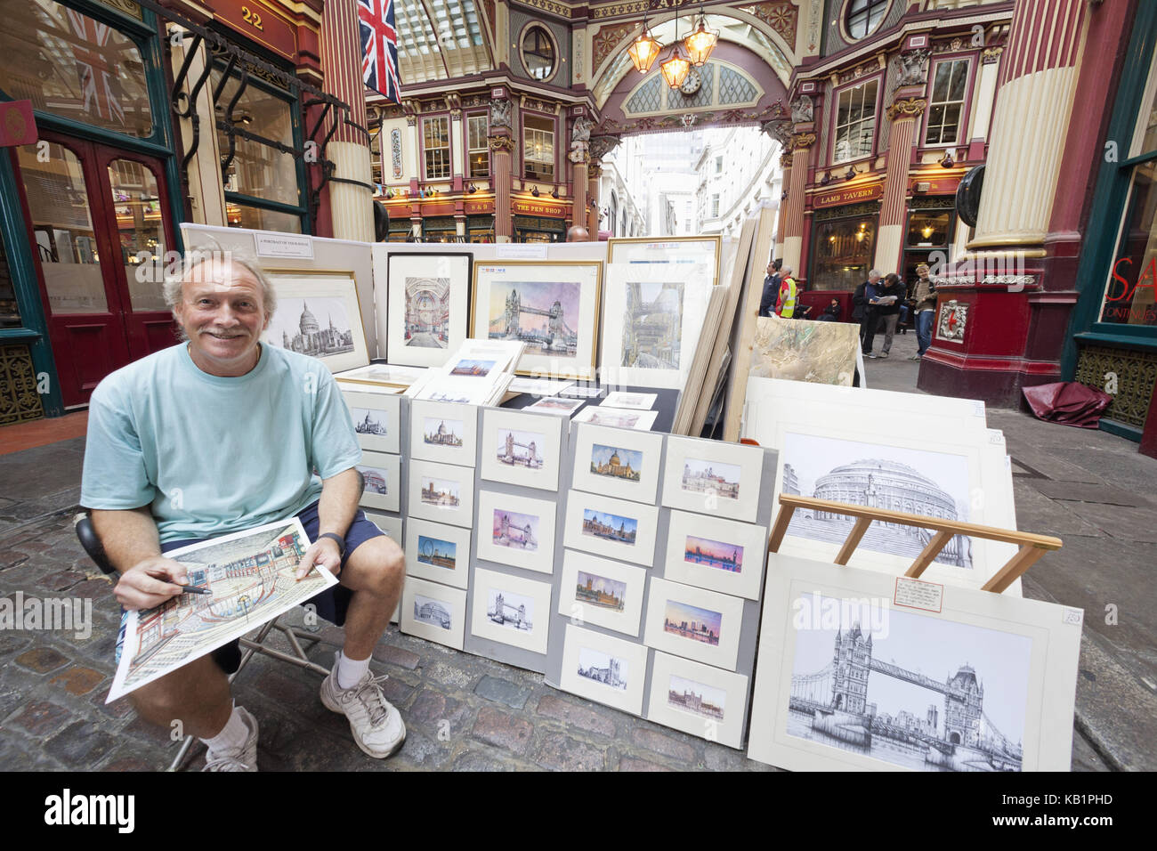 England, London, The city, Leadenhall Market, painter George Fanshawe, Stock Photo