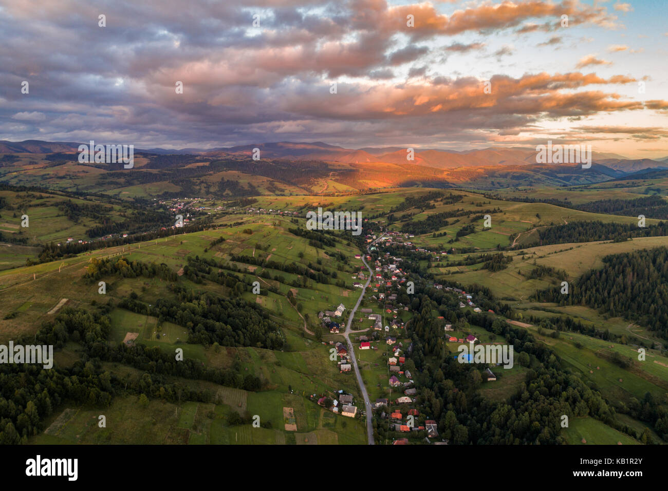 Aerial view of the village in the Carpathian mountains Stock Photo - Alamy