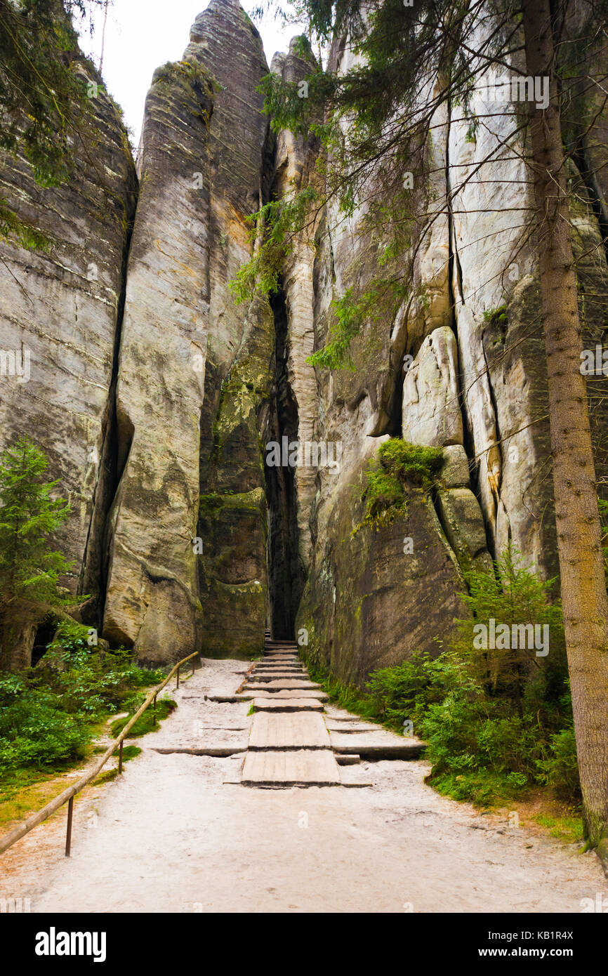 Unique rocks mountain Adrspasske skaly in national park Adrspach in ...