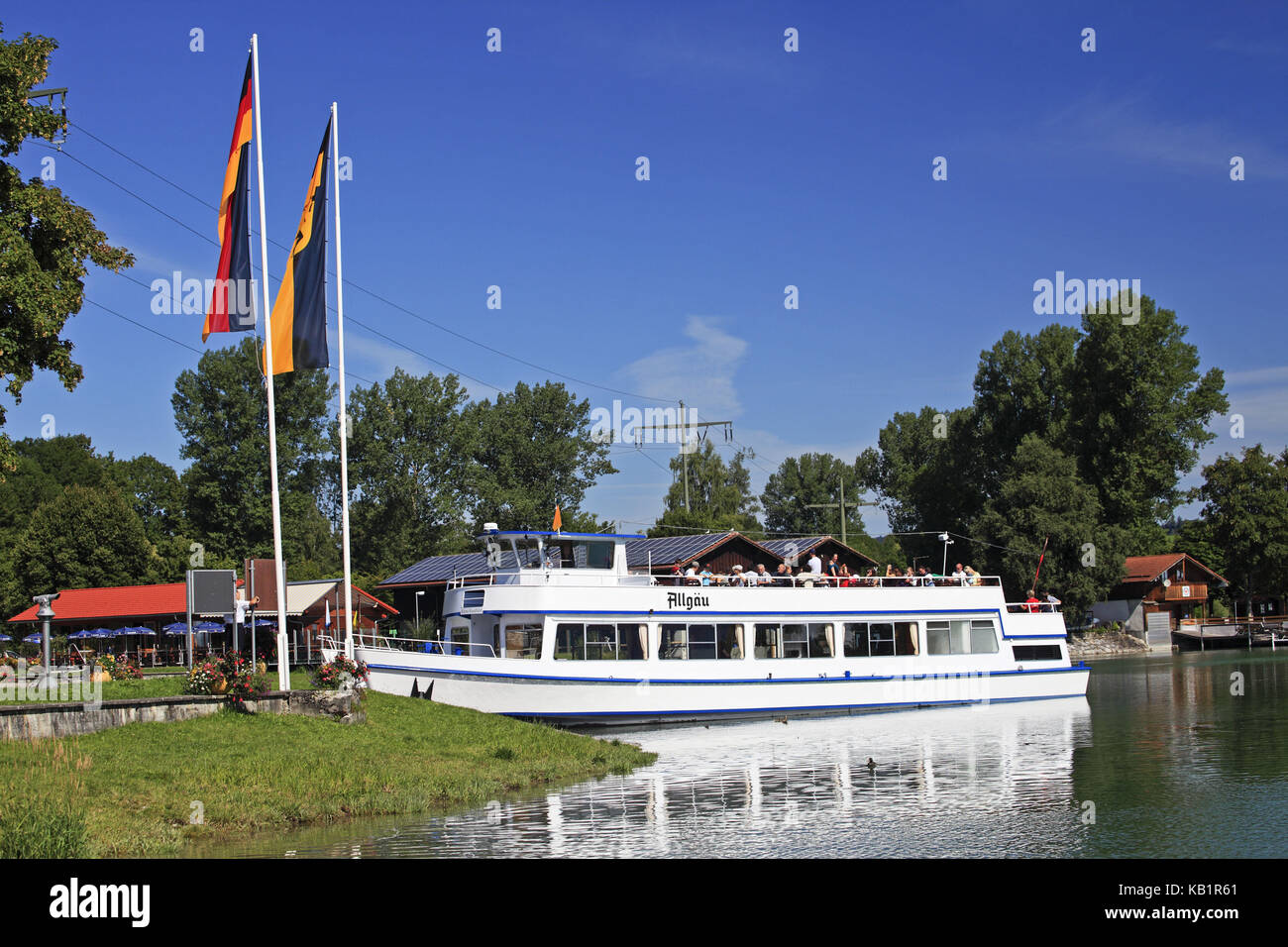 Germany, Bavaria, Allgäu, Ostallgäu district, Königswinkel region, Forggensee (lake), holiday ship, Stock Photo