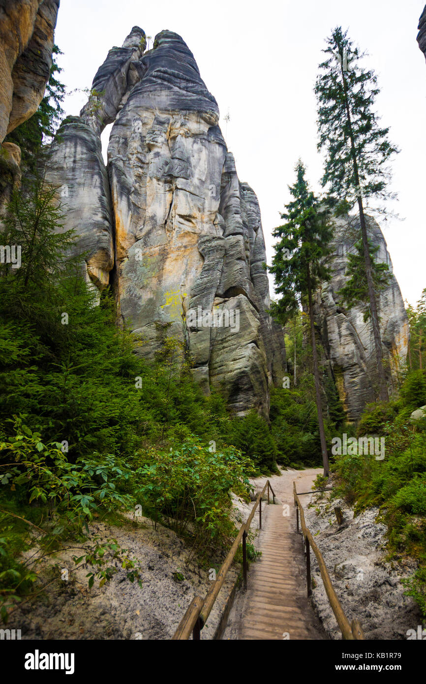 Unique rocks mountain Adrspasske skaly in national park Adrspach in ...