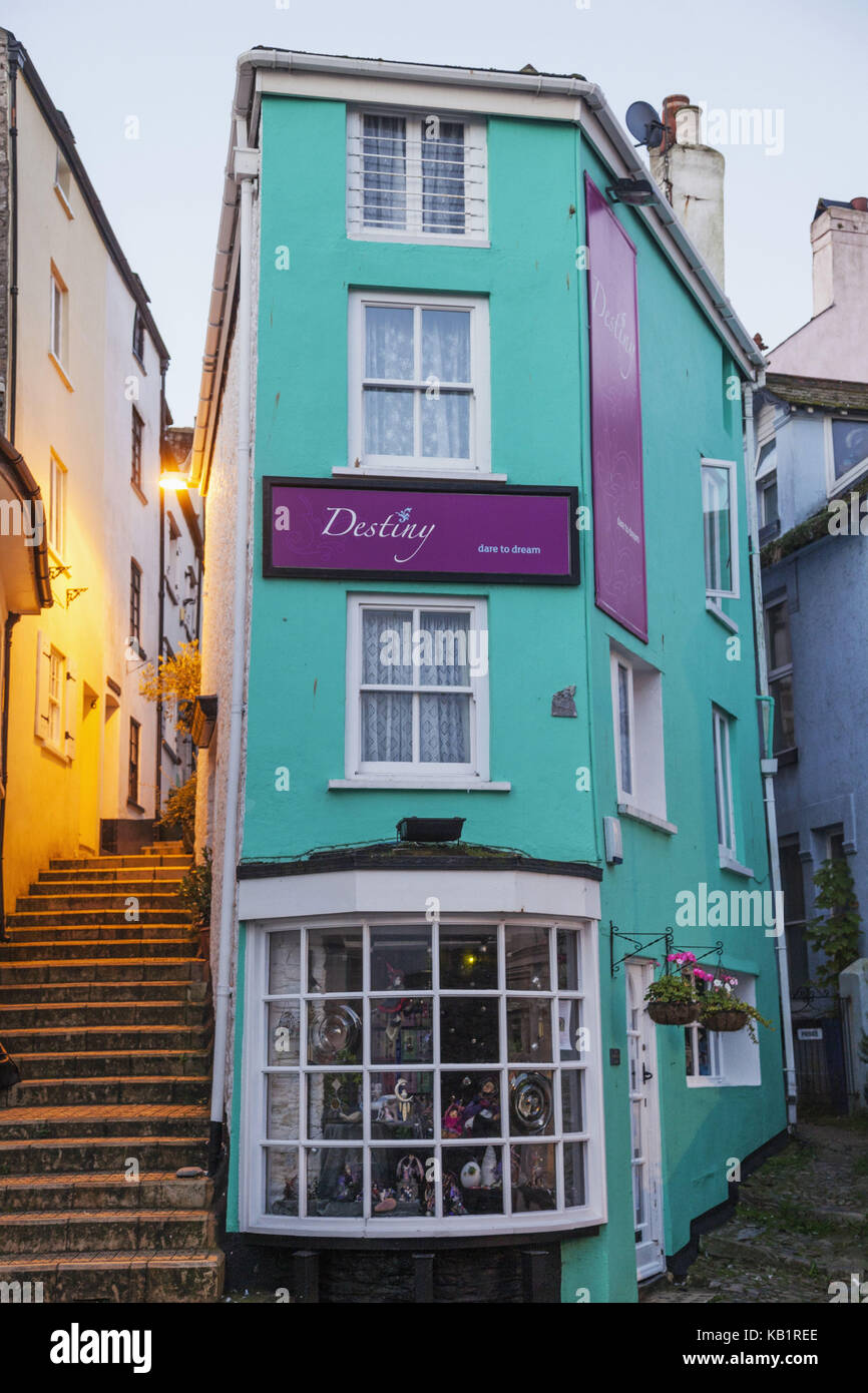 England, Devon, Brixham, Brixham Harbour, lane, residential house Stock