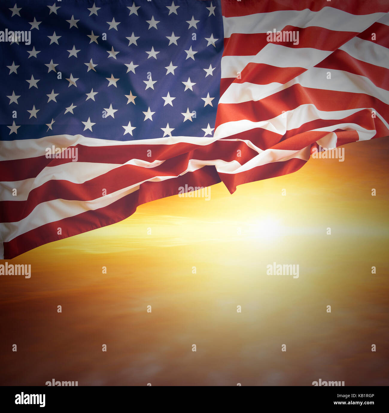 American flag in the sky Stock Photo