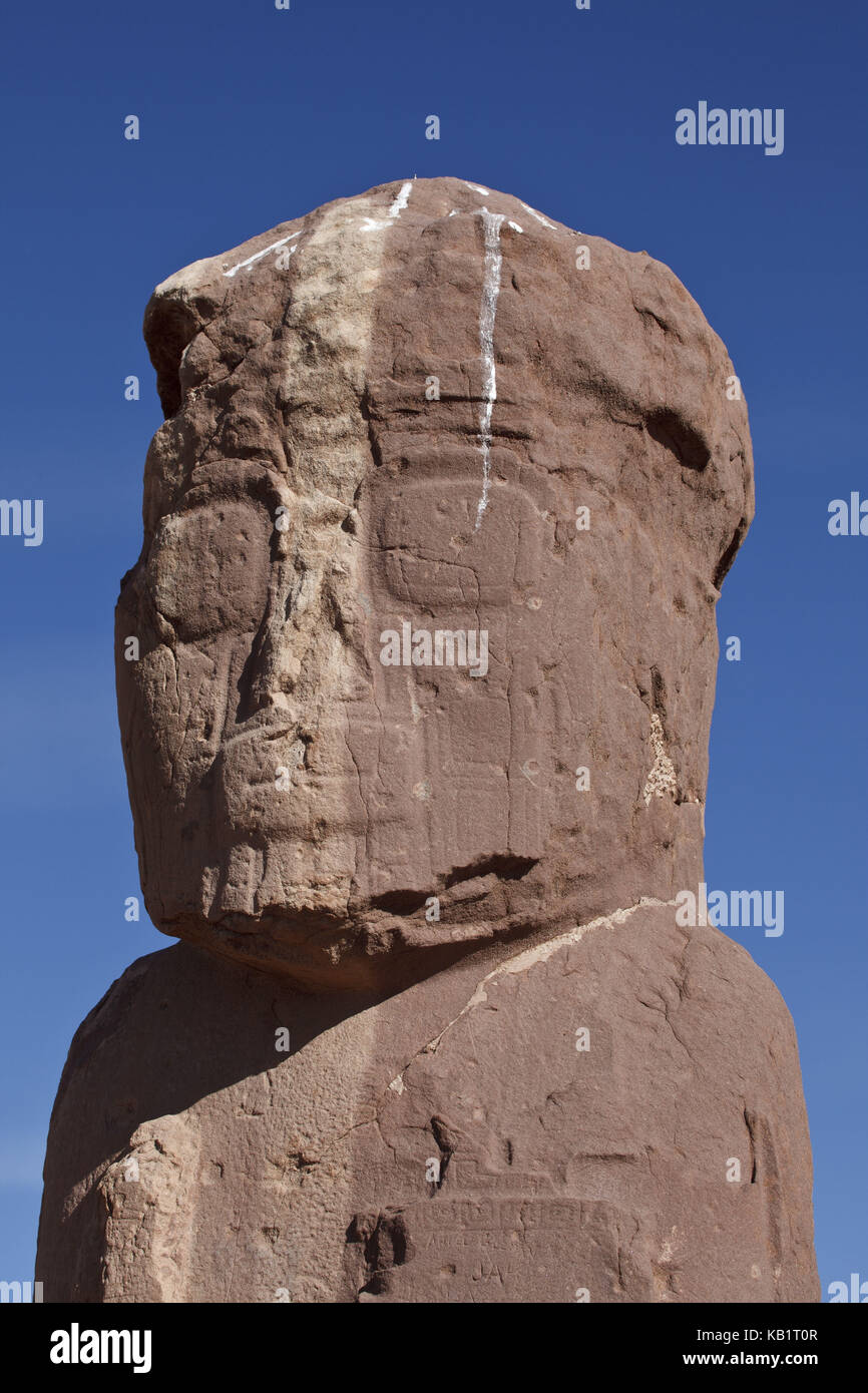 Bolivia, Tiahuanaco, pre-hispanic ruins, El Traile monolith, Stock Photo