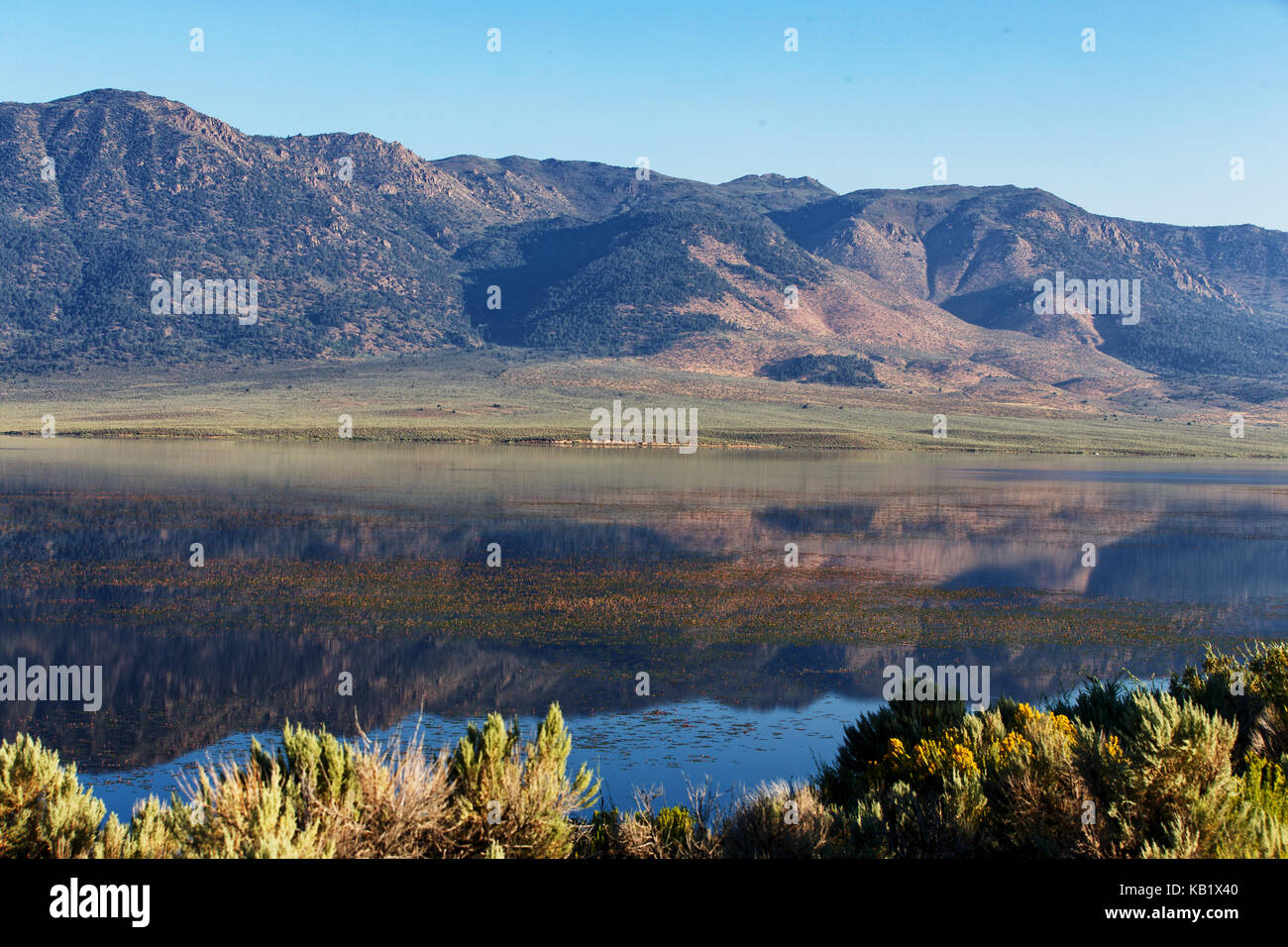 Bridgeport Reservoir near the high sierra town of Bridgeport in Mono County, California. August 7, 2017. Stock Photo