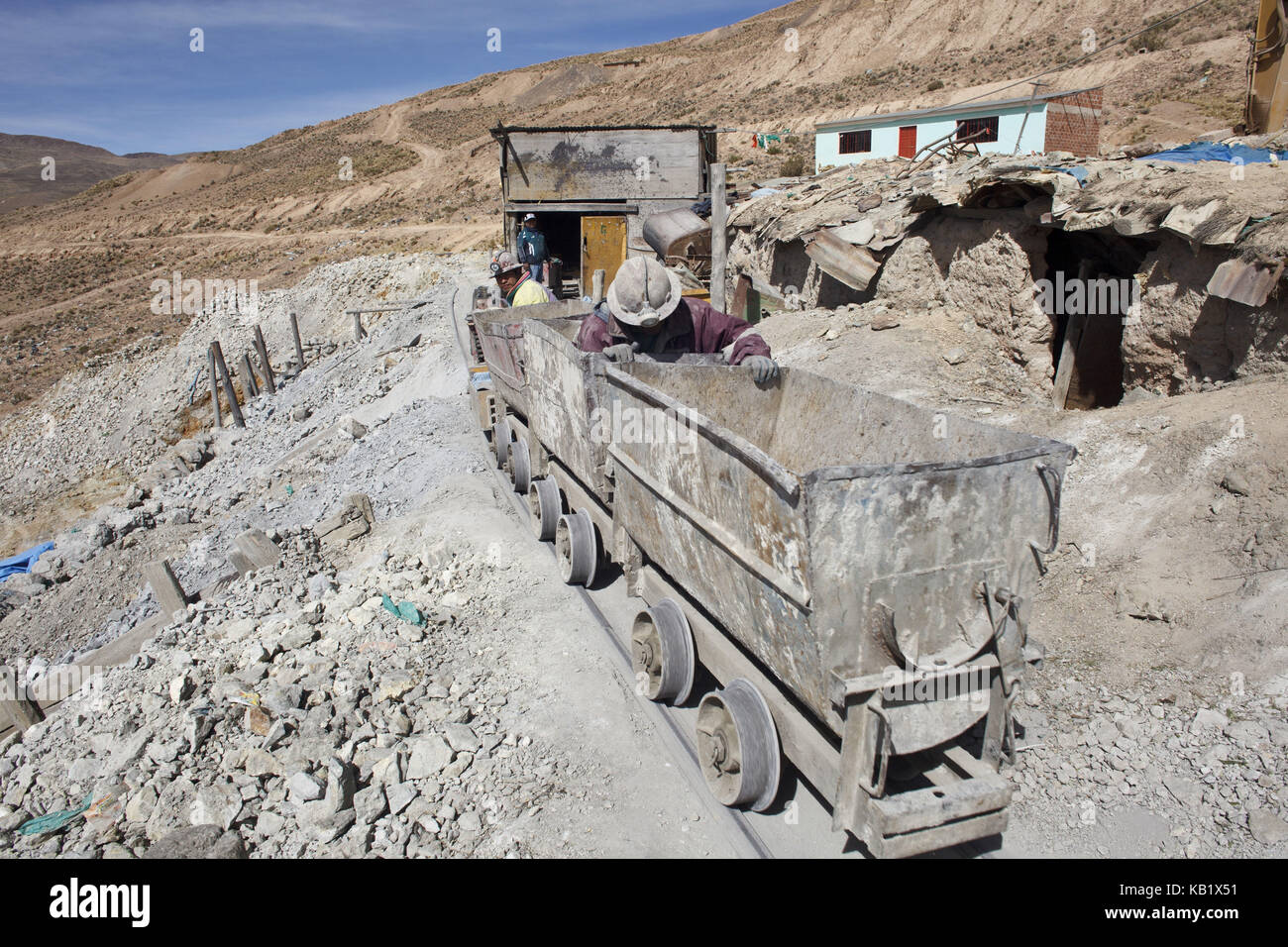 Bolivia, Potosi, Cerro Rico, miners, truck, Stock Photo