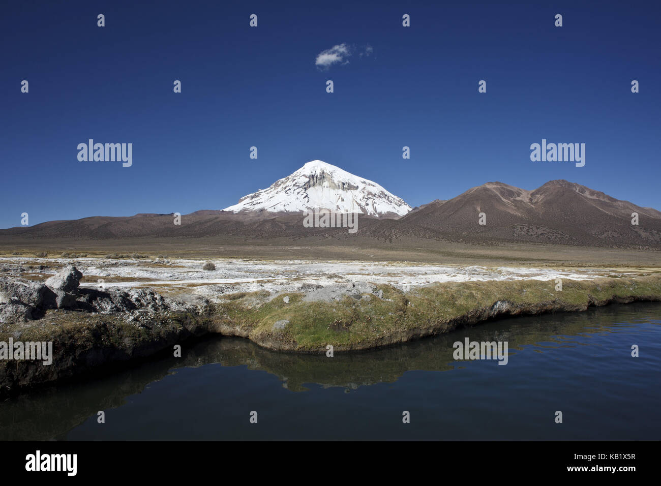 Bolivia, national park Sajama, volcano Nevado Sajama, thermal source, Stock Photo