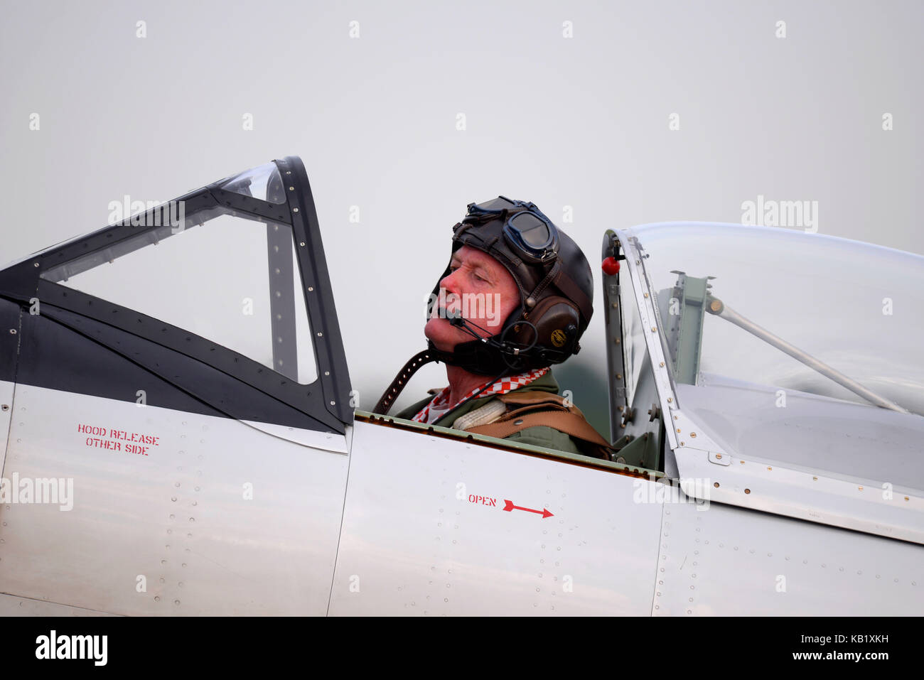 Air Marshal Cliff Spink, CB, CBE, FCMI, FRAeS is a retired senior Royal Air Force pilot, at the IWM Duxford airshow. Space for copy Stock Photo