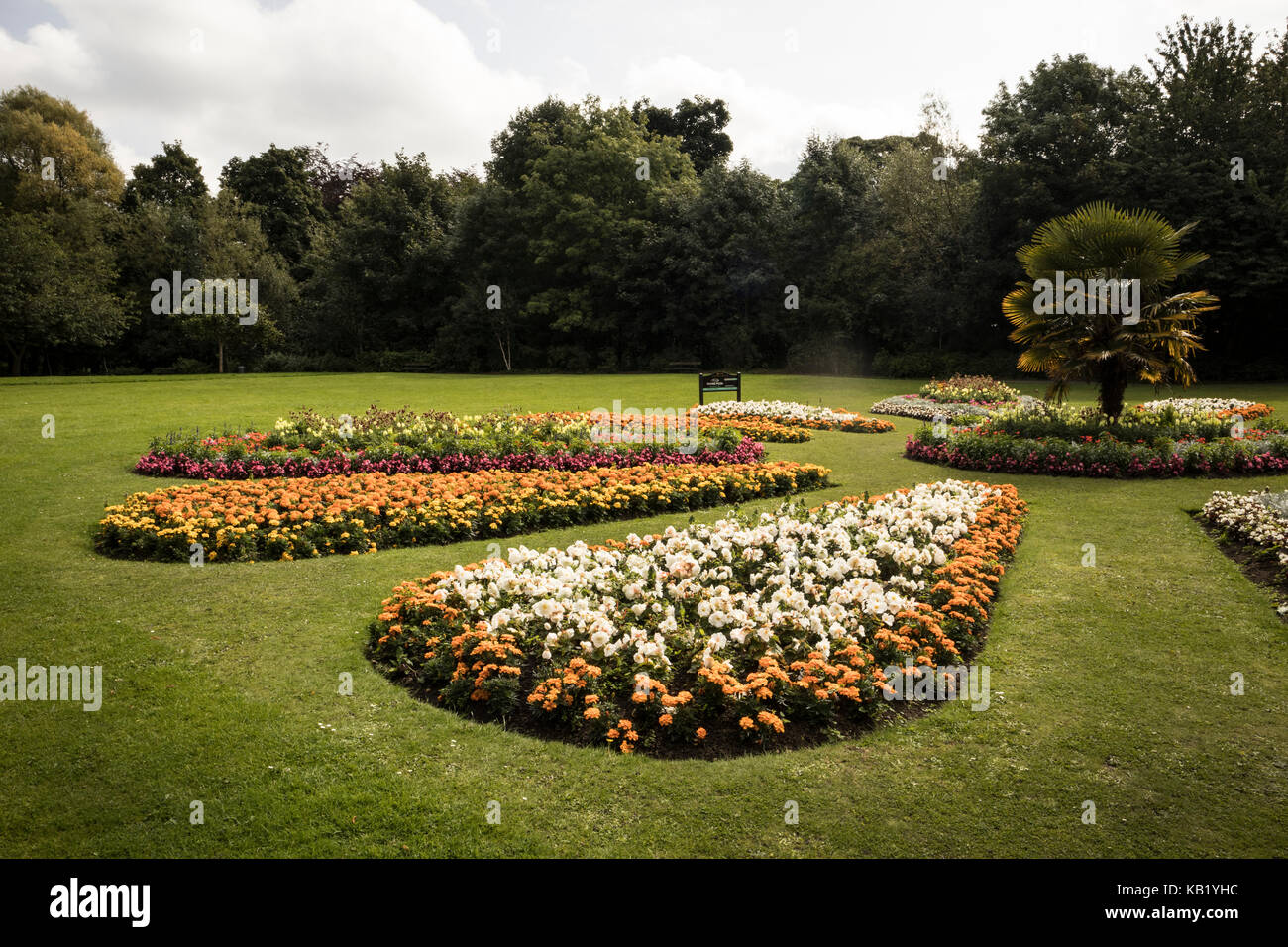 A tearshaped flower display at Roundhay Park in Leeds Stock Photo