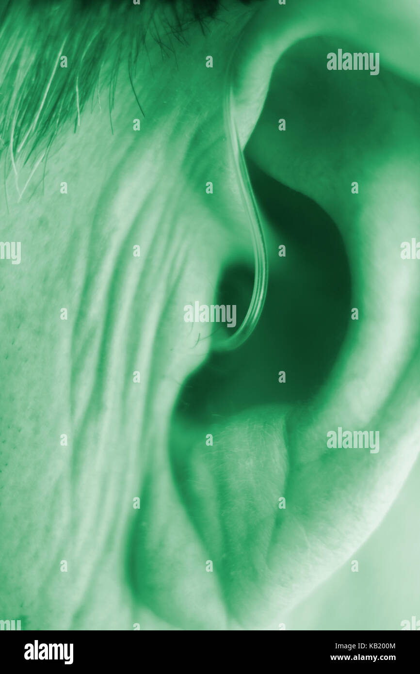 Modern digital in the ear hearing aid for deafness and the hard of hearing in aged man's ear