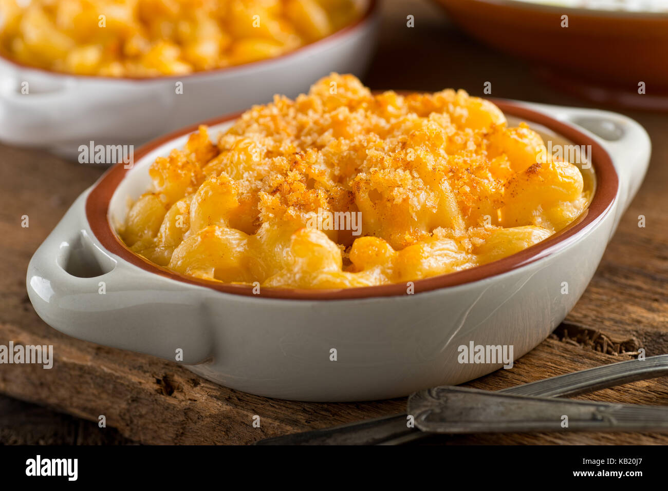 A bowl of delicious homemade mac and cheese. Stock Photo
