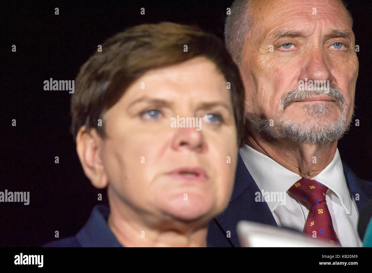 Polish Prime minister Beata Szydlo and Antoni Macierewicz Minister of Defence in Czyczkowy, Poland. 15 August 2017 © Wojciech Strozyk / Alamy Stock Ph Stock Photo