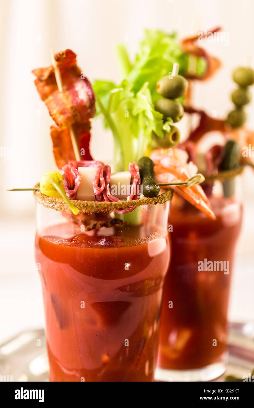 Bloody mary with celery bacon lime hires stock photography and images
