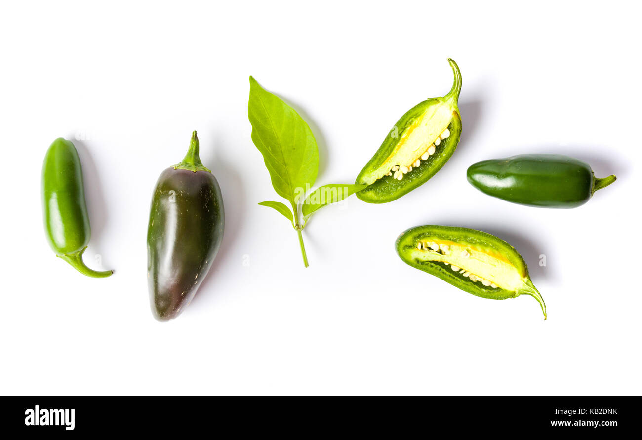 Green jalapenos peppers on white background isolated Stock Photo