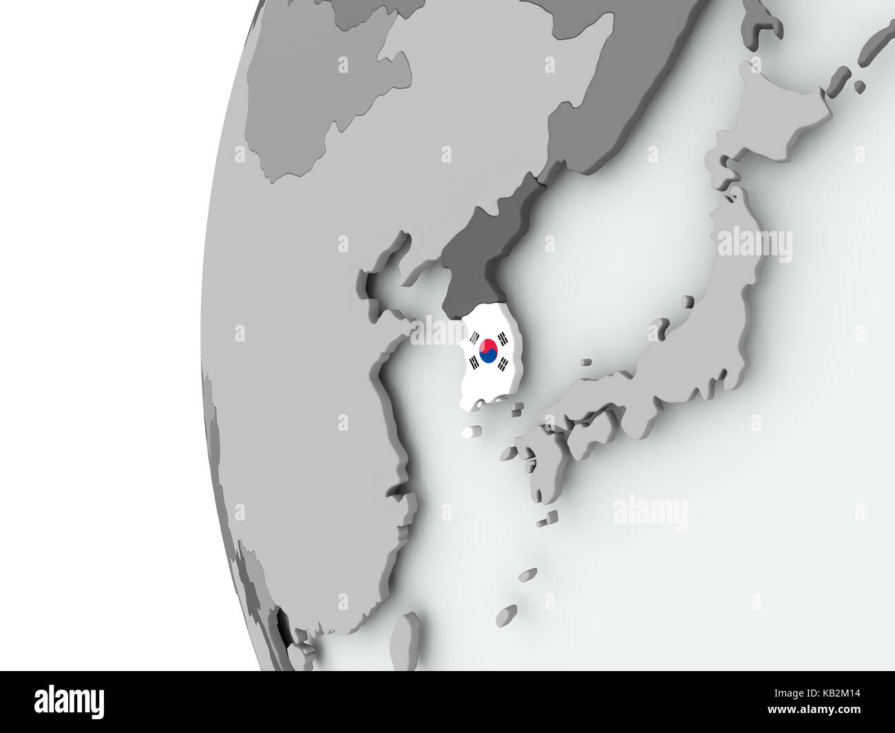 Illustration of South Korea on political globe with embedded flag. 3D ...