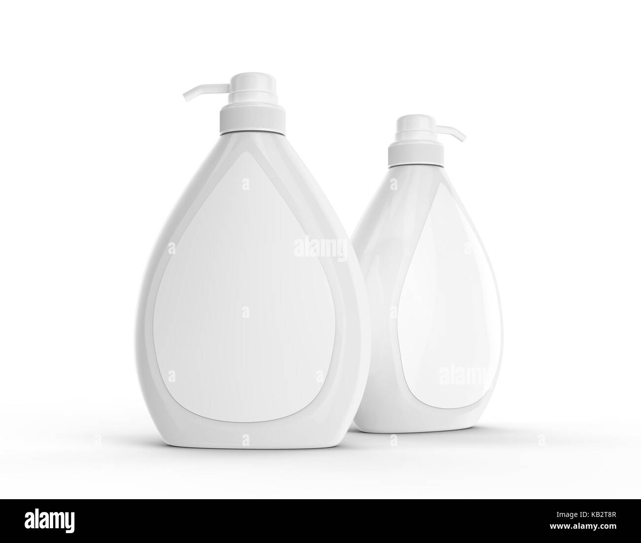Body wash or liquid soap bottle, blank dispenser mockup set with white