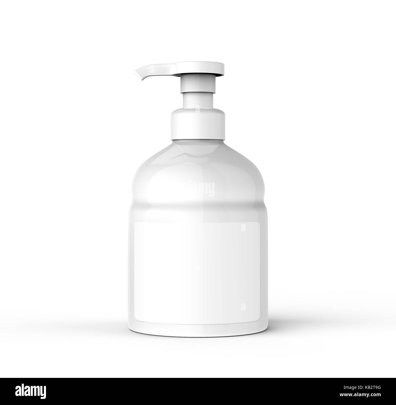 Liquid soap or lotion bottle, 3d rendering blank dispenser with label