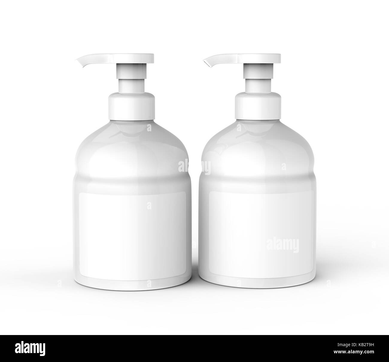 Liquid soap or lotion bottle, 3d rendering blank dispensers set with