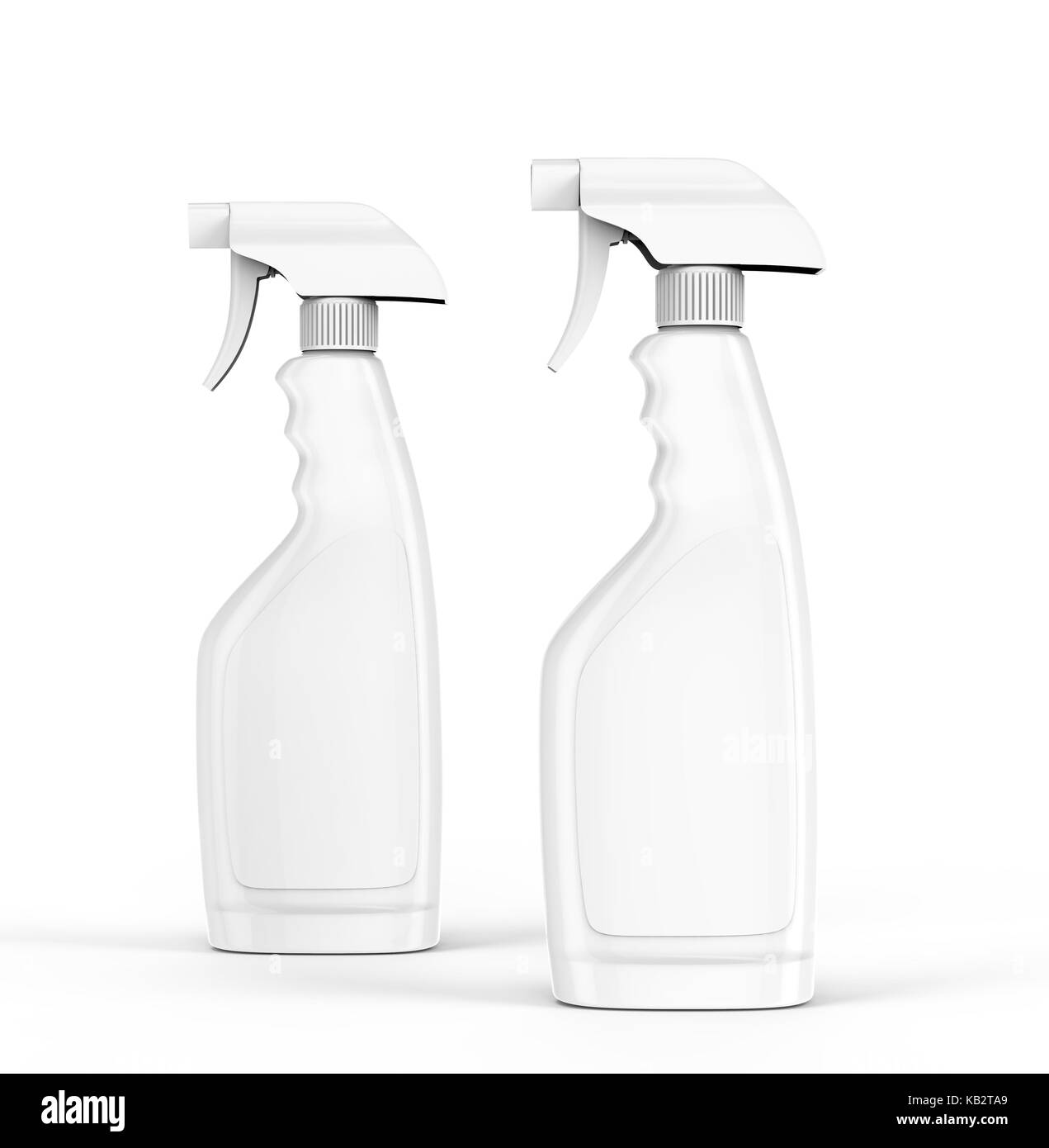 Glass cleaner mockup, blank white spray bottle set with label in 3d