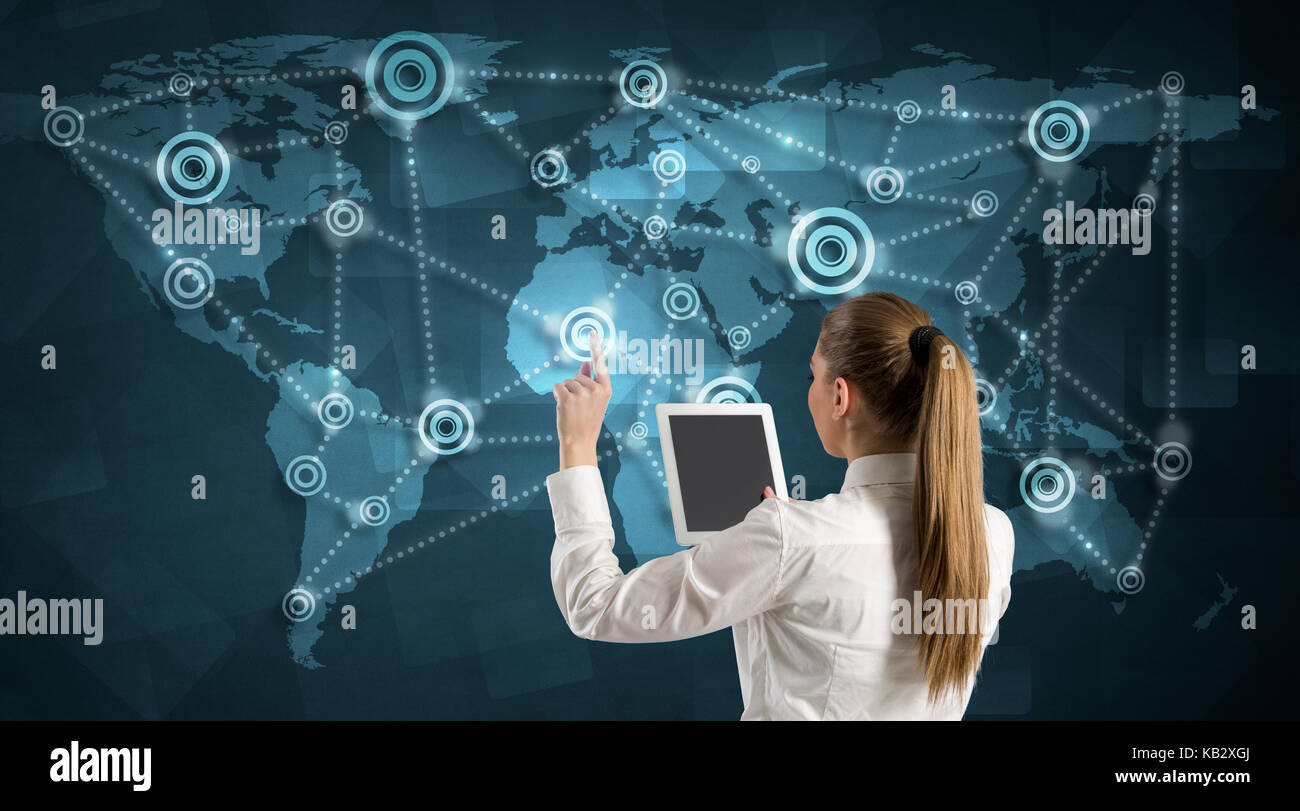 Woman using high technology for communication Stock Photo - Alamy