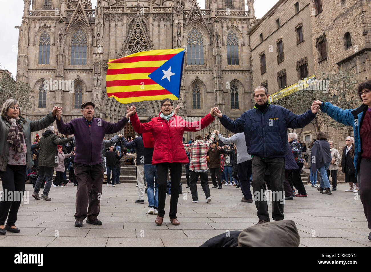 Catalonia's separatist government has called a referendum on leaving Spain for 1 October and wants to declare independence if the Yes vote wins. With  Stock Photo