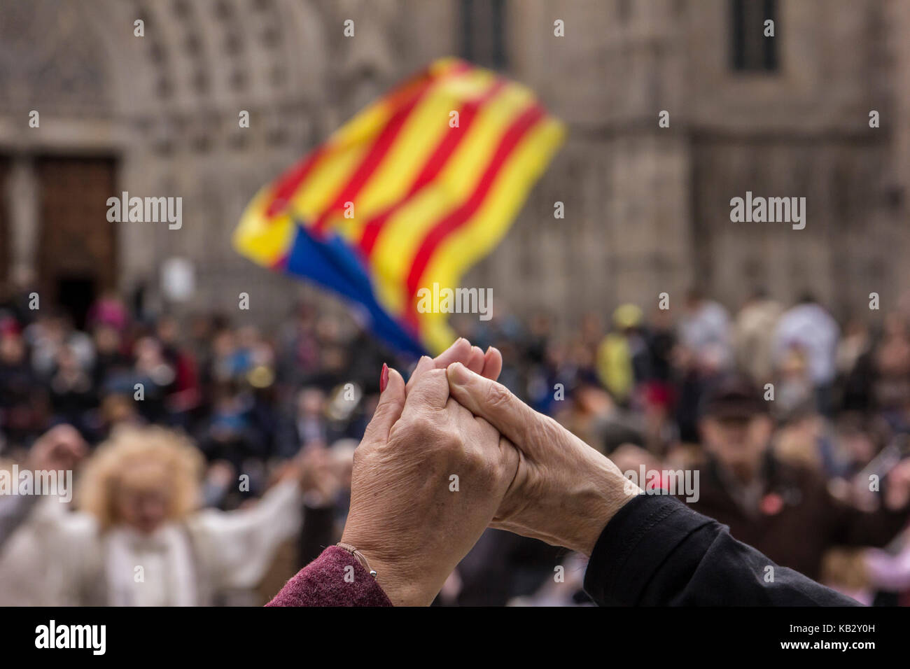Catalonia's separatist government has called a referendum on leaving Spain for 1 October and wants to declare independence if the Yes vote wins. With  Stock Photo