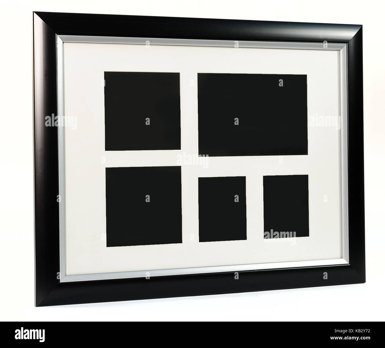 Black decorative photo frame. Multi frame set with empty space Stock