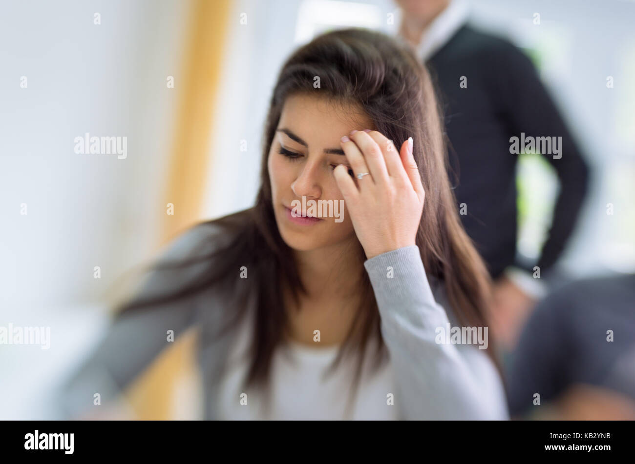 Woman deep in thought at home hi-res stock photography and images - Alamy