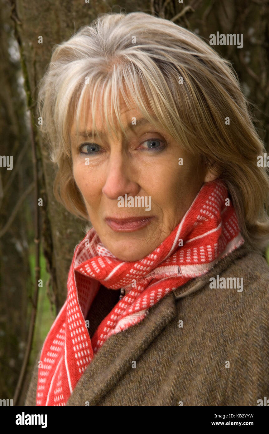 Lady Jane Rice, wife of Sir Tim Rice, at her home in Cornwall with her dog  Fox Stock Photo - Alamy