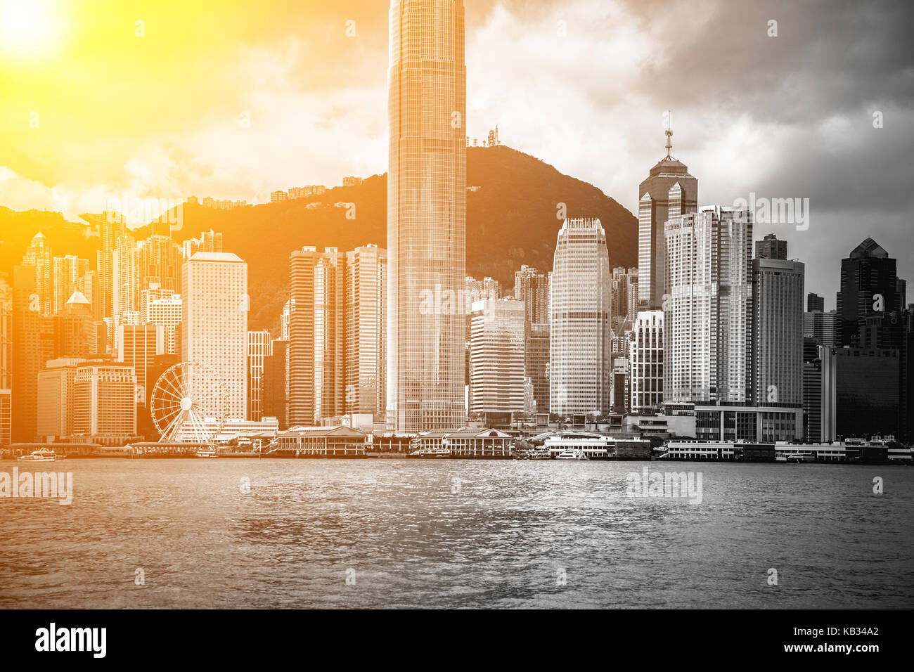 hong kong harbour view with sunlight Stock Photo - Alamy