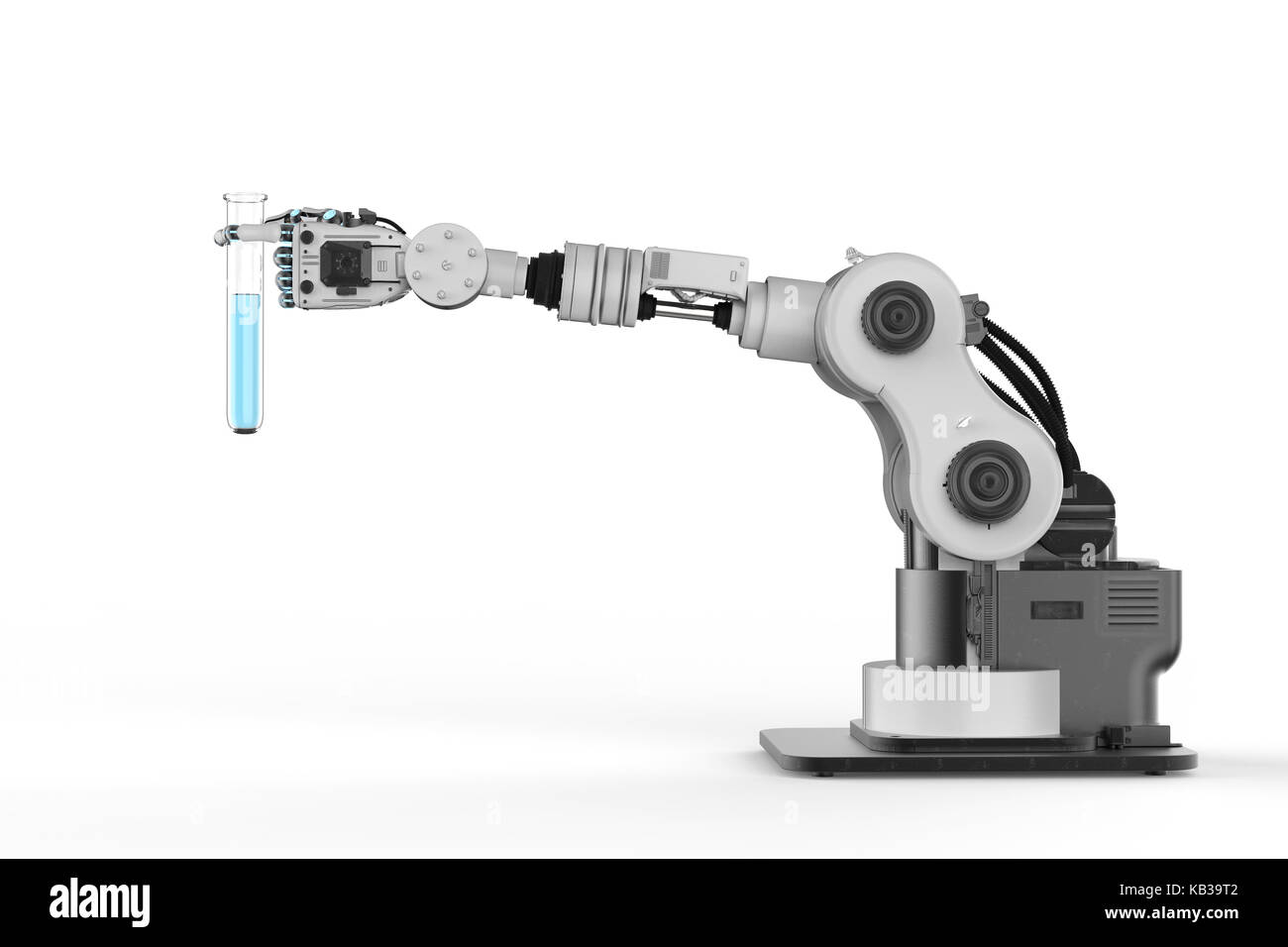 3d rendering robot holding test tube with blue liquid Stock Photo - Alamy