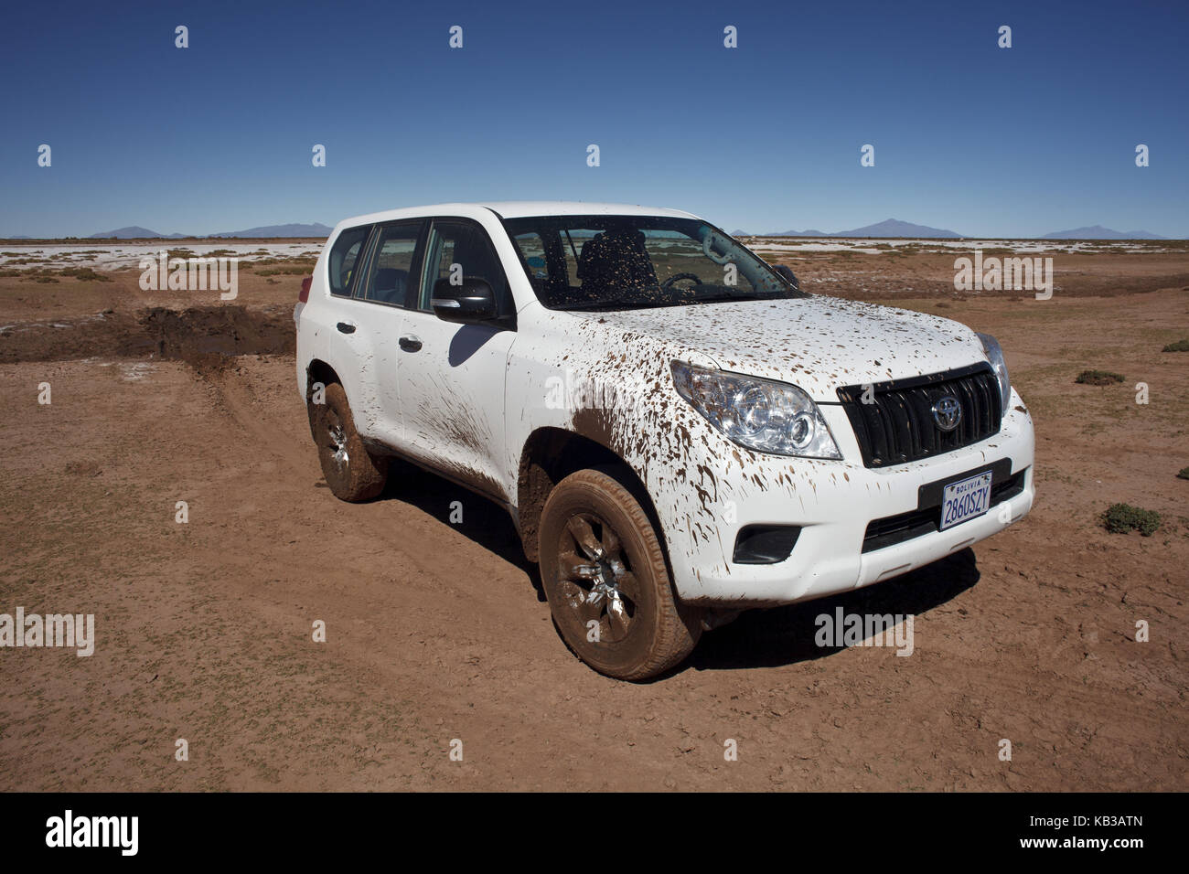 Bolivia, the Andes, car, mud hole, Stock Photo