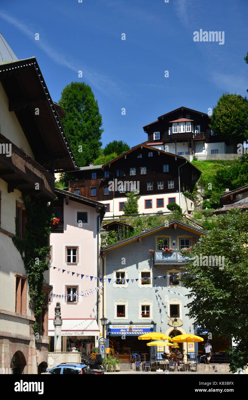 Germany, Bavaria, Berchtesgadener Land (district), Berchtesgaden, houses, hillside situation