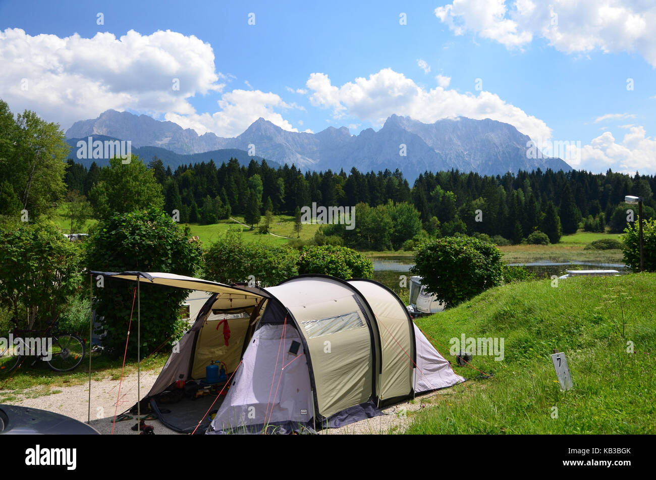 Germany Bavaria Isar Valley Krun Alp Caravan Park Camping Site Stock Photo Alamy