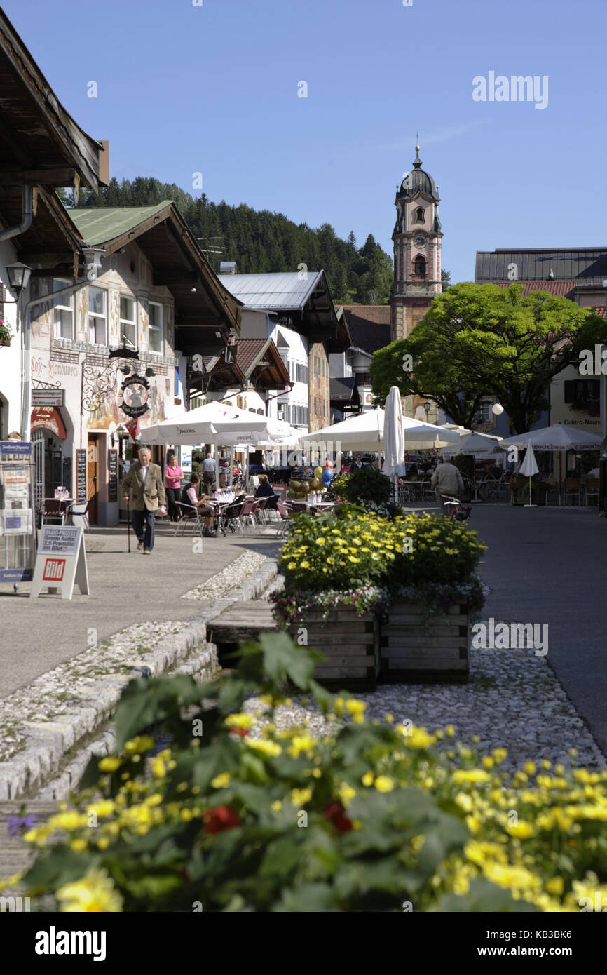 Mittenwald, village view, upper market, Bavaria Germany, Stock Photo