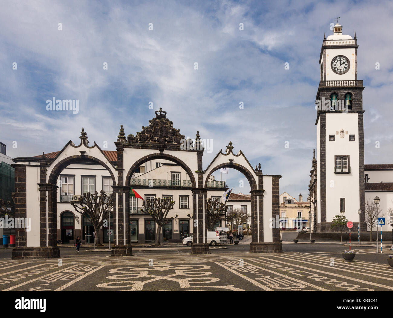 City gates in Ponta Delgarda, Sao Miguel, The Azores (Portugal) Stock Photo