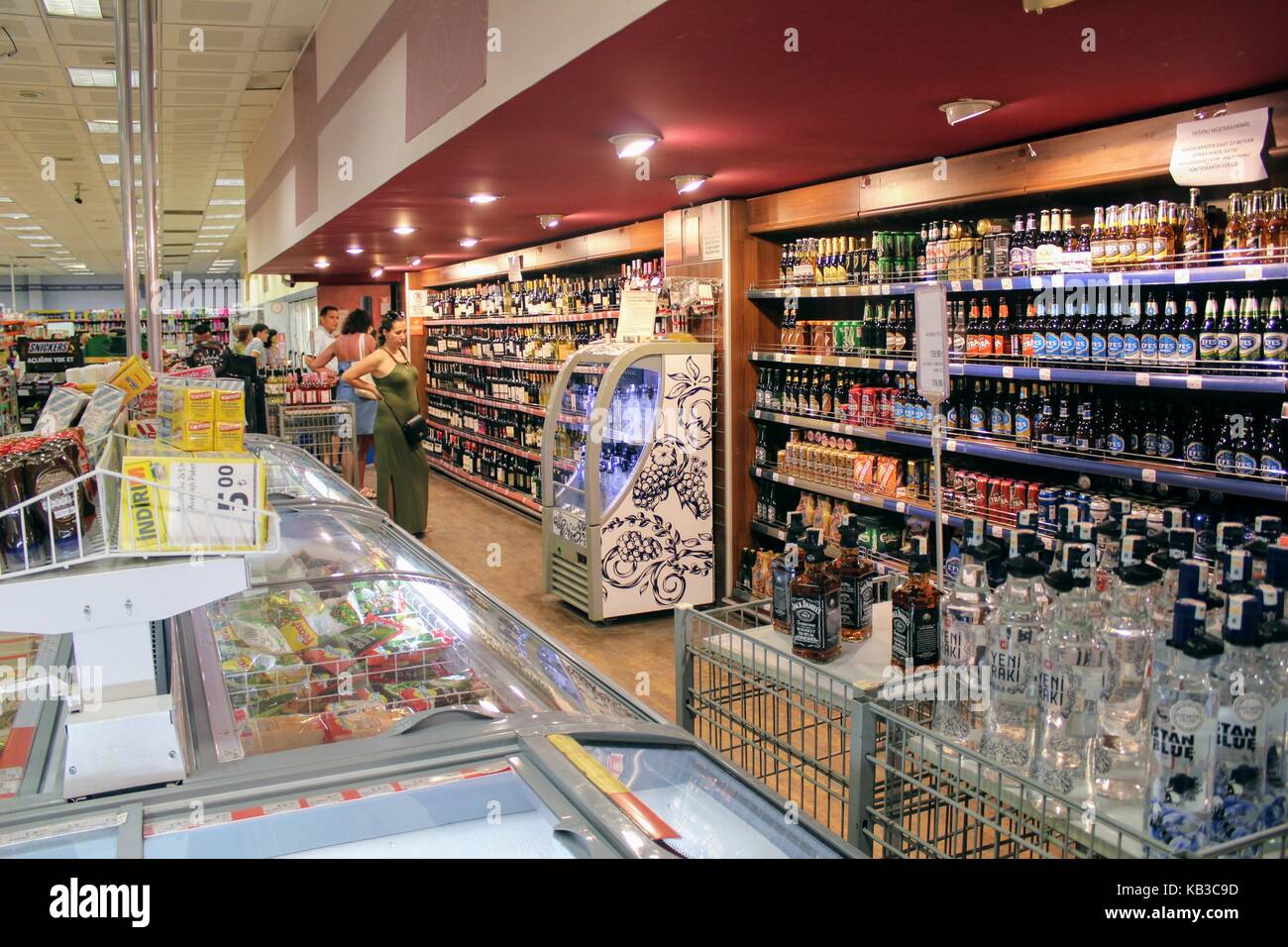 Inside the supermarket 'Migros' near the embankment (Alanya, Turkey). Stock Photo