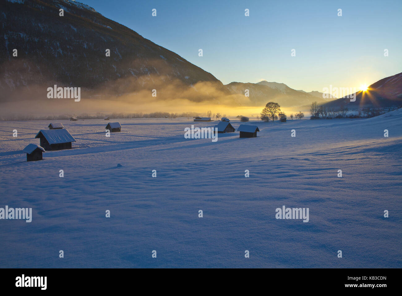 Austria, Tyrol, Gurgltal, Tarrenz, winter evening, Stock Photo