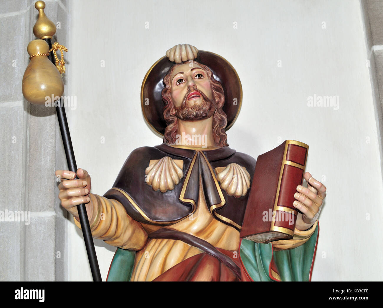 Spain, Galicia, statue of the holy Jakobus in the basilica of the monastery of Samos, Stock Photo