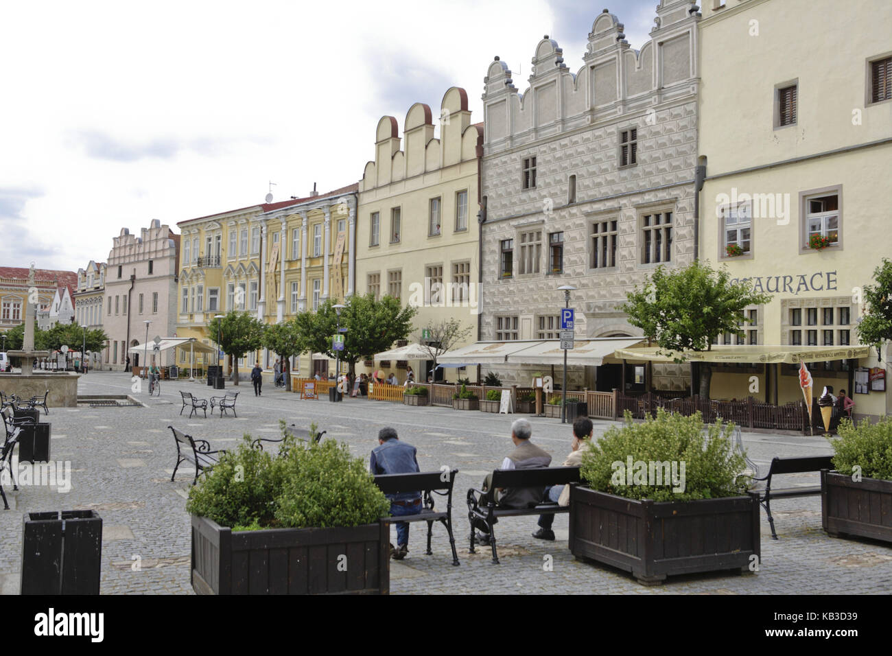 Marketplace of Slavonice, southwest Moravia, Czechia, boarder to Austria, Stock Photo