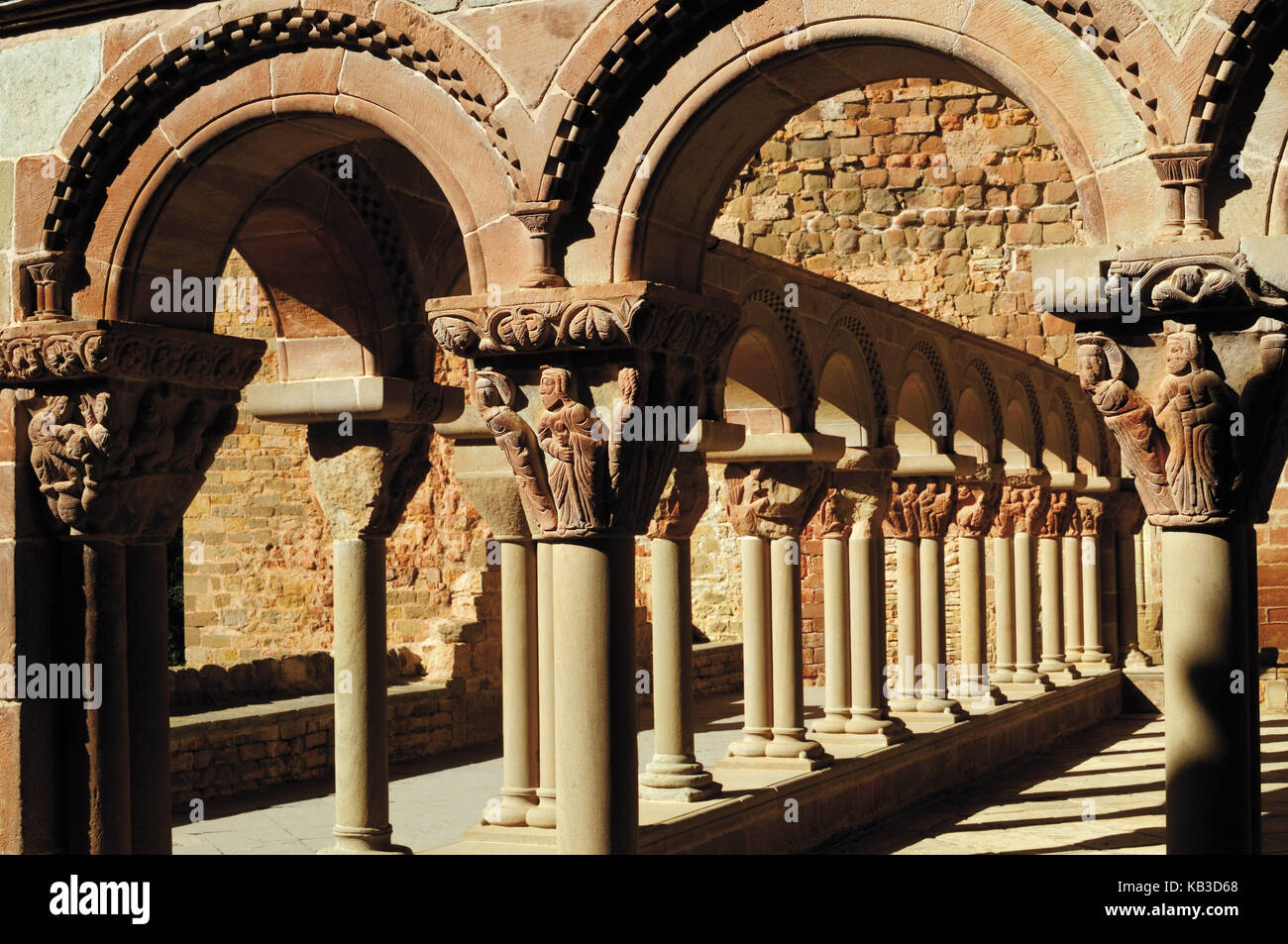 Spain, Way of St. James, Romanesque monastery of the rock monastery San Juan de la Pena in Aragon, Stock Photo