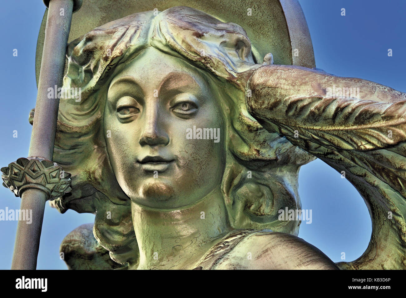 Spain, Kastilien-Leon, angel's character in the garden of the bishop's palace or Gaudí palace in Astorga, Stock Photo