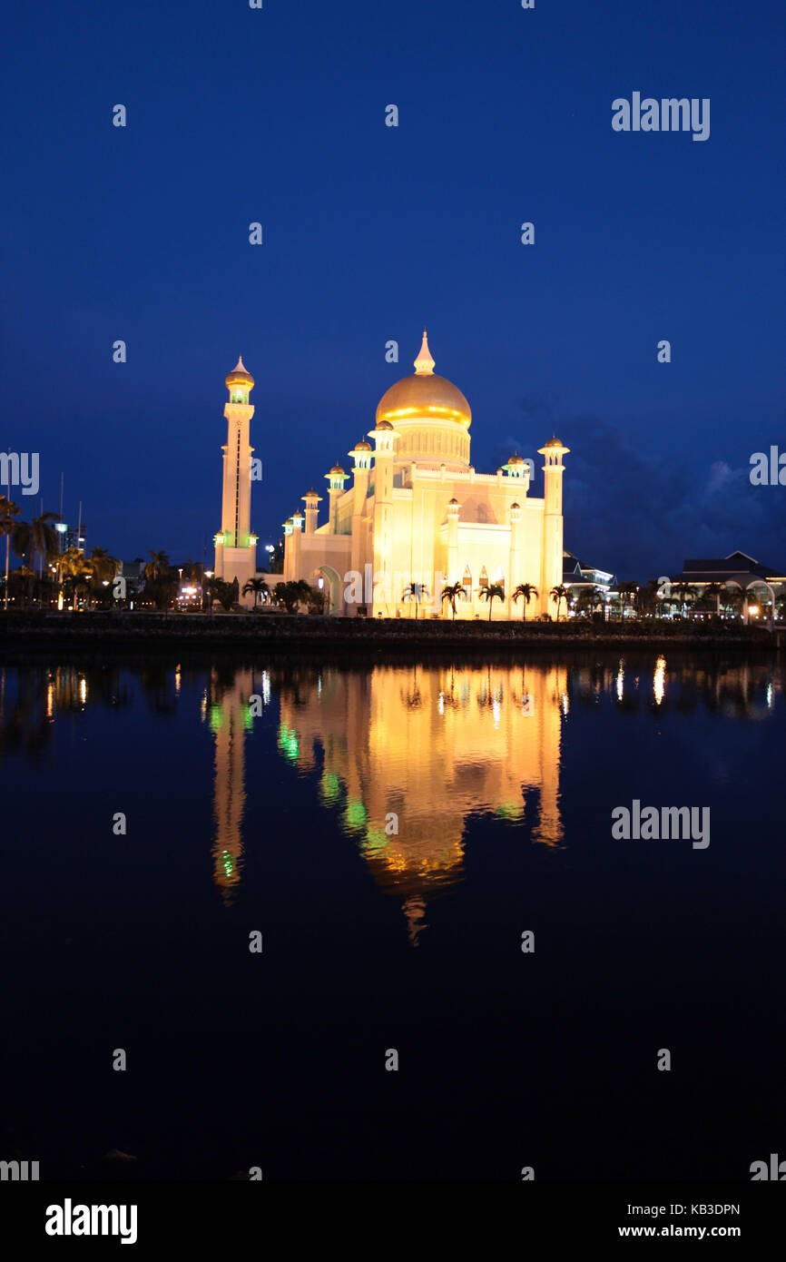 Asia, South-East Asia, Brunei Darussalam, chapelar Seri Begawan, Omar Ali Saifuddien Moschee, Stock Photo