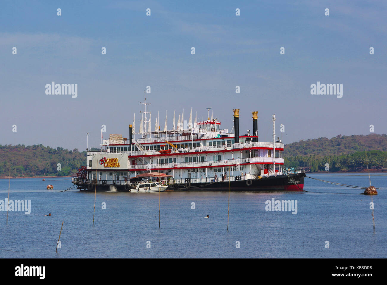 India, Goa, Panjim, casino ship on the river Stock Photo