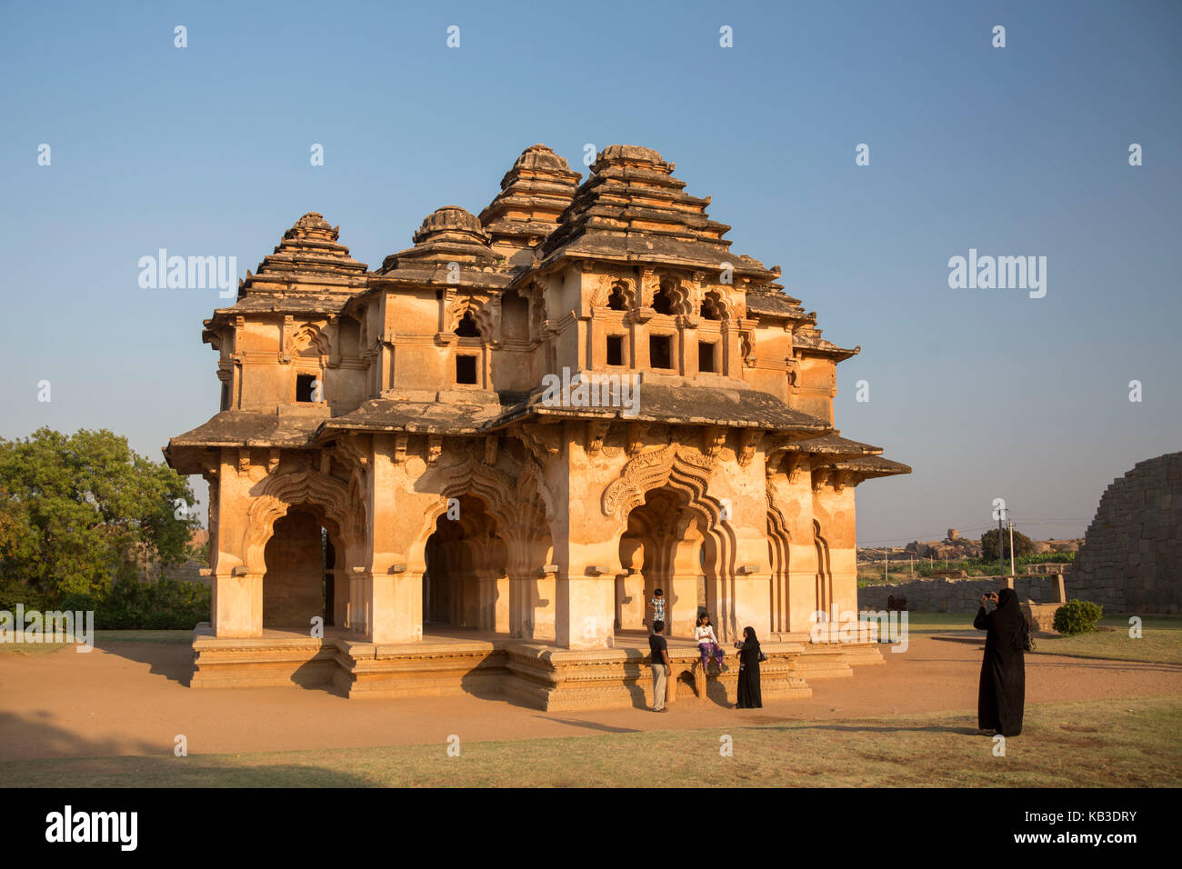 India, Karnataka, Hampi, ruins of Vijayanagar, Lotos Mahal Stock Photo