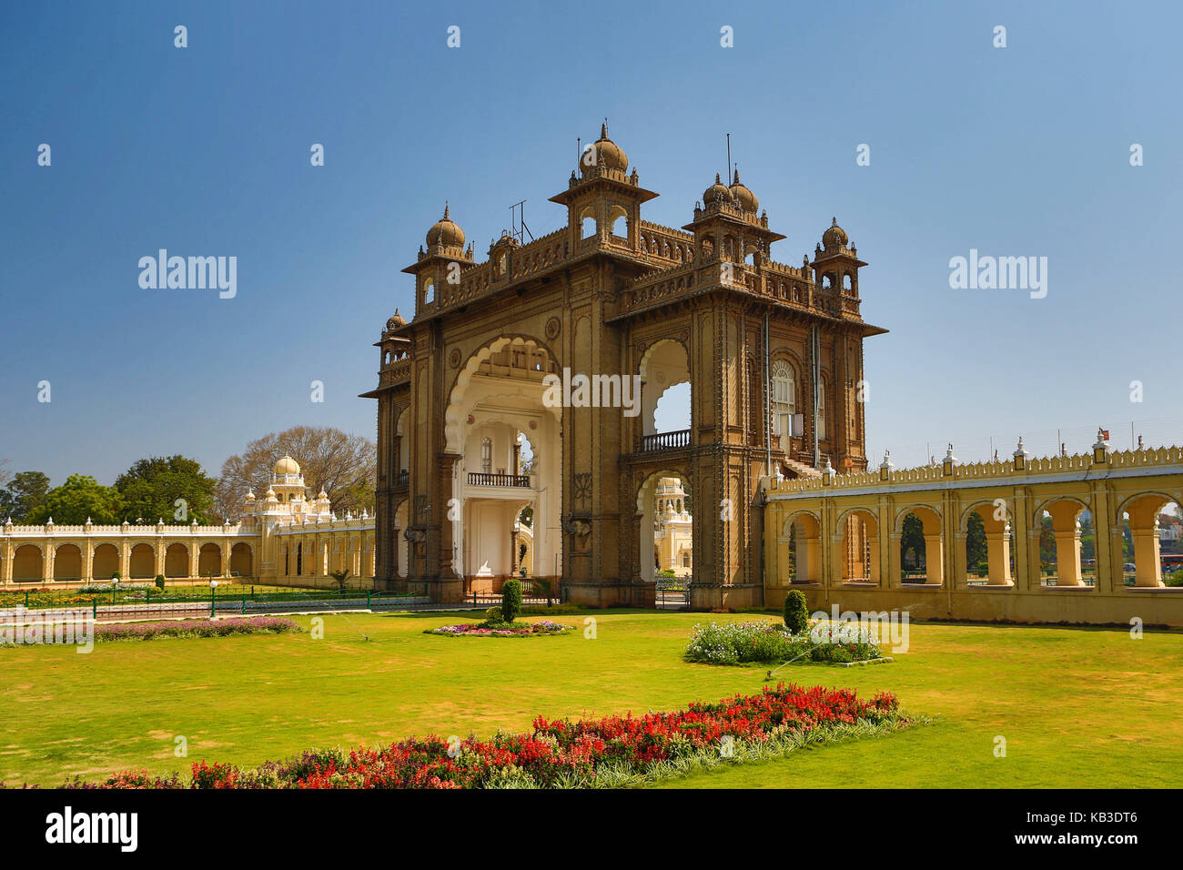 India, Karnataka, Mysore, palace of Mysore, main entrance Stock Photo