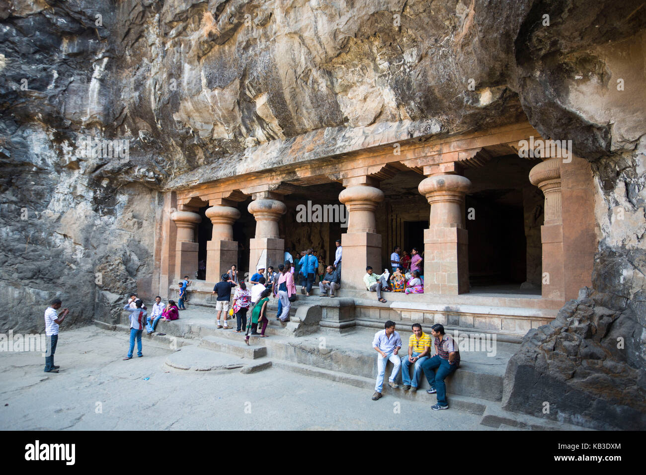 India, Maharastra, Elephanta, pit temple Stock Photo