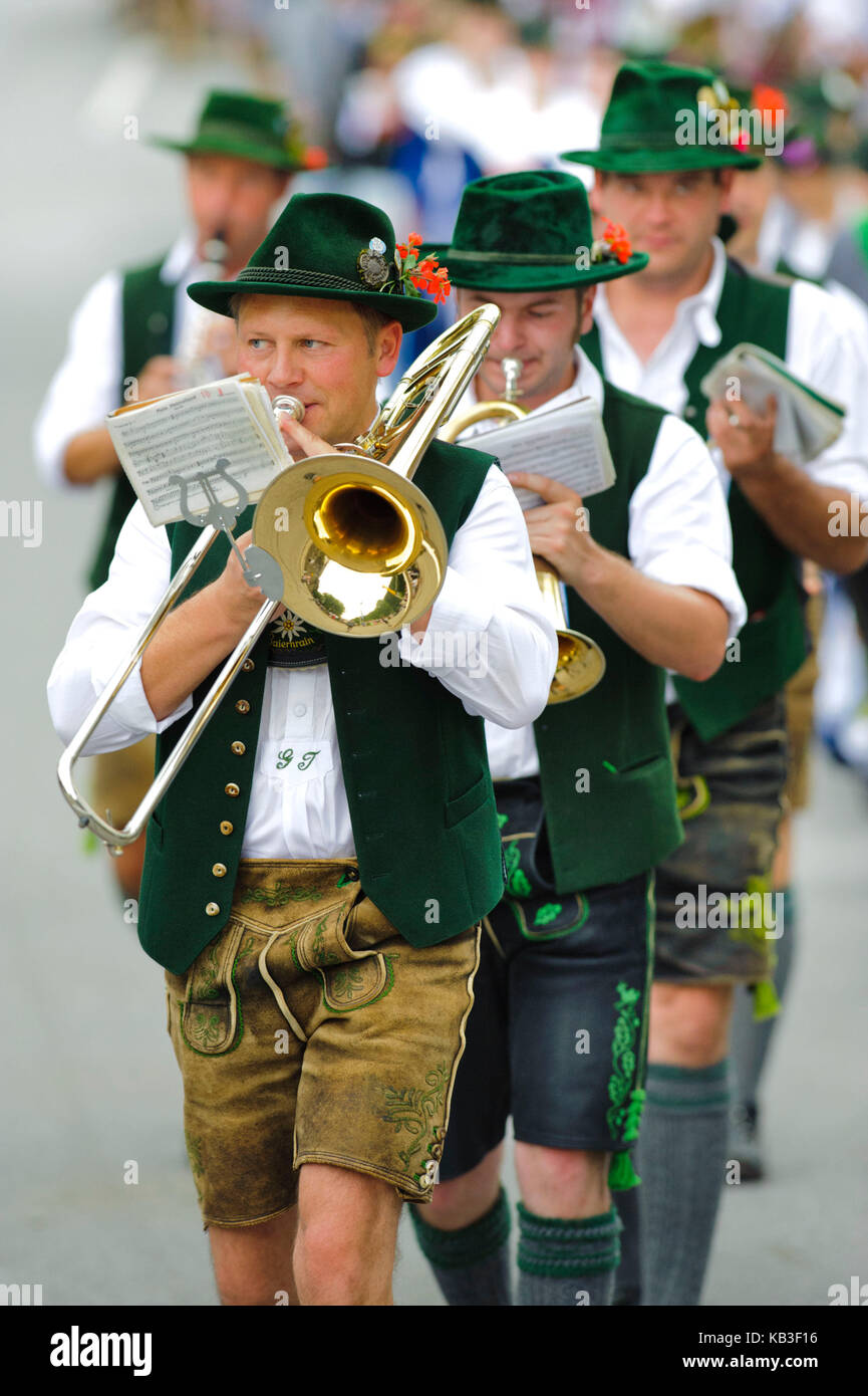 85. Loisachgaufest of the traditional costume clubs in Bad Tölz, Stock Photo